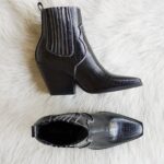 Camille Western Mid Ankle Boot in Black
