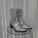 Bambi Silver Snake Western Ankle Boot