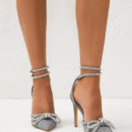 Elope Rhinestone Heel in Silver Glitter