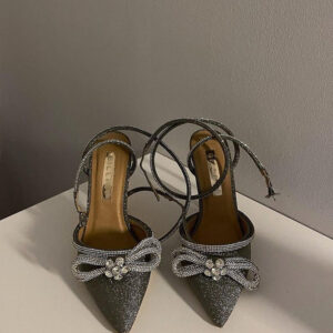 Elope Rhinestone Heel in Silver Glitter