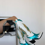 Azalea Wang Apolline Green Metallic Western Boots